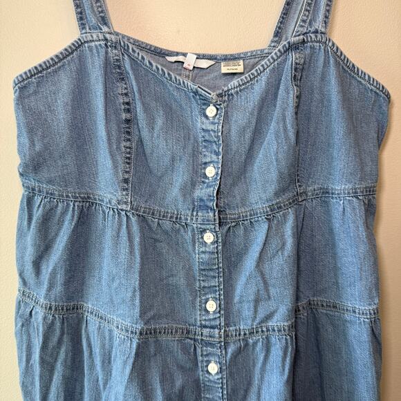 Levi's Women's Sleeveless Button Tiered Denim Dress Size X-Large - Picture 3 of 7